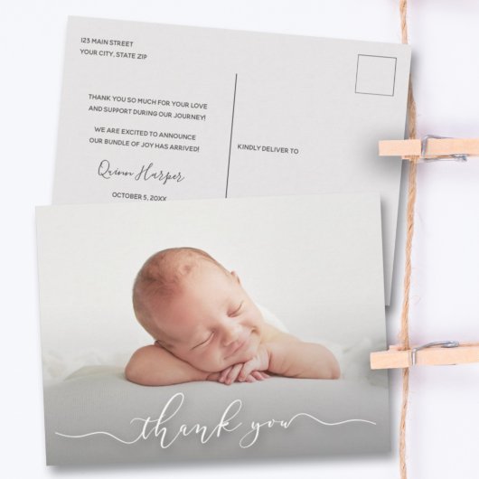 Baby Foto Dank je geboorteaankondiging Briefkaart