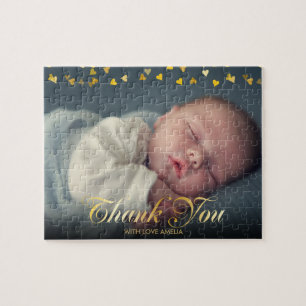 Baby Foto Dank Je Gouden Hartjes Legpuzzel