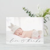 Baby Foto Dank u Bericht Geboorte Aankondiging (Staand voorkant)