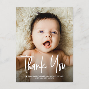 Baby Foto Dank u Hart Modern aankondiging Briefkaart