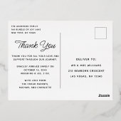 Baby Foto Dank u Modern Script Birth Folie Uitnodiging Briefkaart (Achterkant)