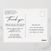 Baby Foto Dank u Modern Script Birth Folie Uitnodiging Briefkaart (Achterkant)