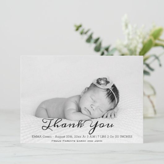 Baby Foto Dank u scriptaankondiging Aankondiging (Staand voorkant)