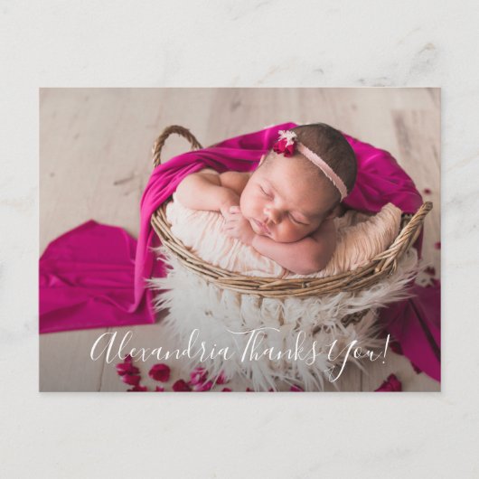 Baby Foto Dank u scriptaankondiging Briefkaart (Voorkant)