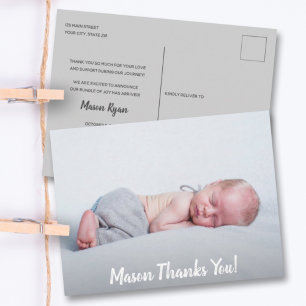 Baby Foto Dank u scriptaankondiging Briefkaart