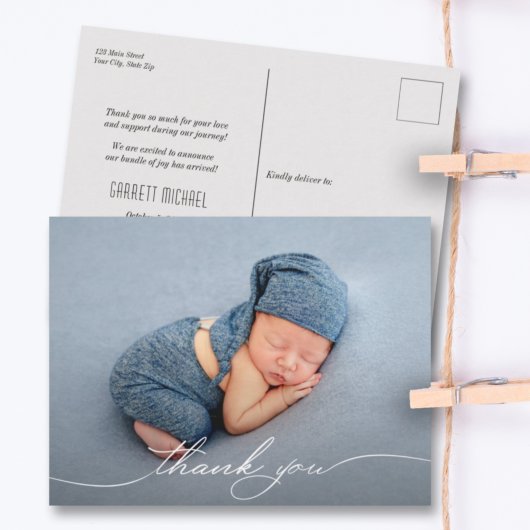 Baby Foto Dank u scriptaankondiging Briefkaart
