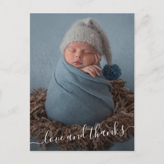 Baby Foto Dank u scriptaankondiging Briefkaart (Voorkant)