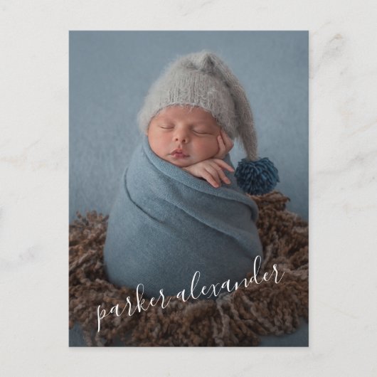 Baby Foto Dank u scriptaankondiging Briefkaart (Voorkant)