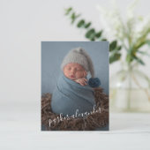 Baby Foto Dank u scriptaankondiging Briefkaart (Staand voorkant)