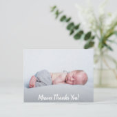 Baby Foto Dank u scriptaankondiging Briefkaart (Staand voorkant)