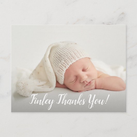 Baby Foto Dank u scriptaankondiging Briefkaart (Voorkant)