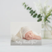 Baby Foto Dank u scriptaankondiging Briefkaart (Staand voorkant)