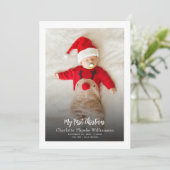 Baby foto eerste geboorte start kerst feestdagenkaart (Staand voorkant)