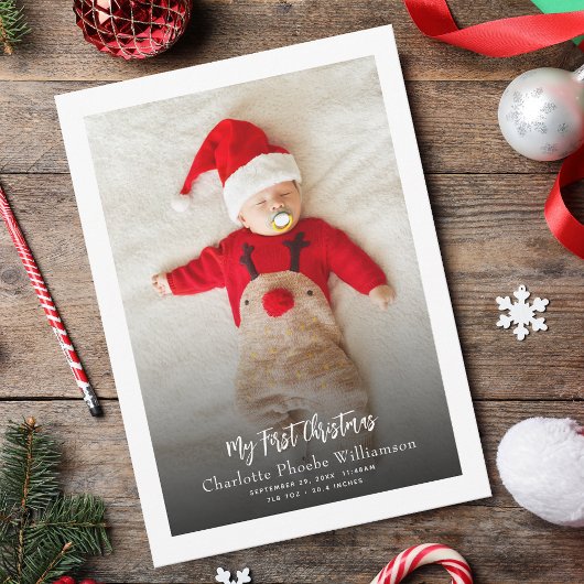 Baby foto eerste geboorte start kerst feestdagenkaart