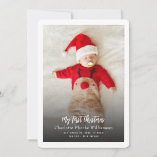 Baby Foto Eerste Geboorte Stats Kerstmis Feestdagenkaart