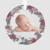 Baby Foto Eerste Kerst Bloemen Vakantie Ornament (achterkant)