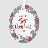 Baby Foto Eerste Kerst Bloemen Vakantie Ornament (voorkant)