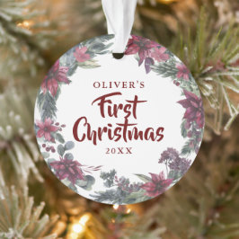 Baby Foto Eerste Kerst Bloemrijke Vakantie Ornament