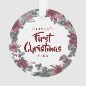 Baby Foto Eerste Kerst Bloemrijke Vakantie Ornament (voorkant)