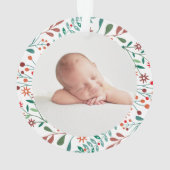 Baby Foto Eerste Kerstfeestdag Floral Ornament (achterkant)
