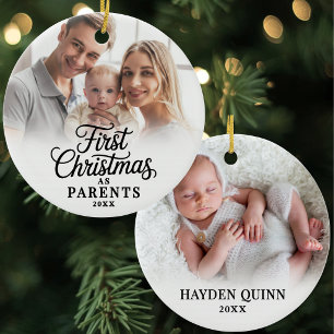 Baby Foto Eerste Kerstmis Als Ouders Keramisch Ornament