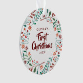 Baby Foto Eerste Kerstmis Bloemstuk Ornament (voorkant)