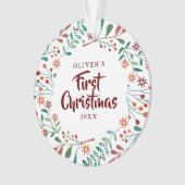 Baby Foto Eerste Kerstmis Bloemstuk Ornament (voorkant)