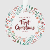 Baby Foto Eerste Kerstmis Bloemstuk Ornament (voorkant)