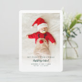 Baby Foto Eerste Kerstmis Geboorteaankondiging Feestdagenkaart (Staand voorkant)