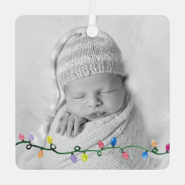 Baby FOTO EERSTE KERSTNAAM Jaar Lichten Kunst Metalen Ornament