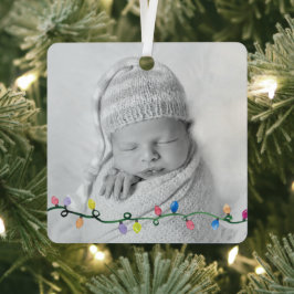Baby FOTO EERSTE KERSTNAAM Jaar Lichten Kunst Metalen Ornament