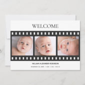 Baby Foto Elegant Filmstrip Classy Birth Aankondiging (Voorkant)