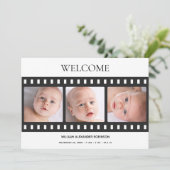 Baby Foto Elegant Filmstrip Classy Birth Aankondiging (Staand voorkant)