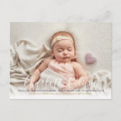 Baby Foto Elegant Script Name Gold Birth Aankondigingskaart (Voorkant)