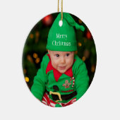 Baby Foto Elf Merry Kerstmis Keramisch Ornament (Rechts)