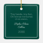 Baby Foto Emerald Green Modern Kerstscript Keramisch Ornament (Achterkant)