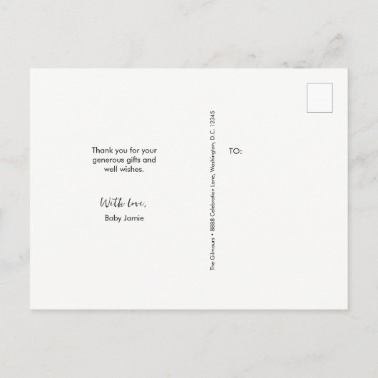  Baby Foto en Bericht Dank u Briefkaart (Achterkant)