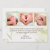 Baby Foto- en gouden bladeren - bekendmakingskaart (Achterkant)