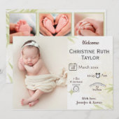 Baby Foto- en gouden bladeren - bekendmakingskaart (Voorkant / Achterkant)