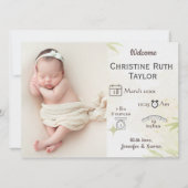 Baby Foto- en gouden bladeren - bekendmakingskaart (Voorkant)