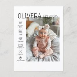 Baby Foto en statistieken Aankondigingskaart