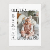 Baby Foto en statistieken Aankondigingskaart (Voorkant)