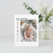 Baby Foto en statistieken Aankondigingskaart (Staand voorkant)