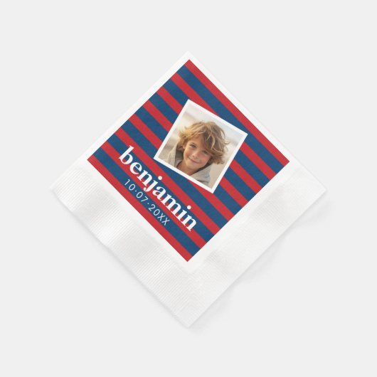 Baby Foto- en vaderlandslievende gestreepte patron Servetten (Hoek)