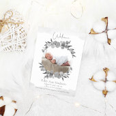 Baby Foto Eucalyptus Modern Gray Aankondiging