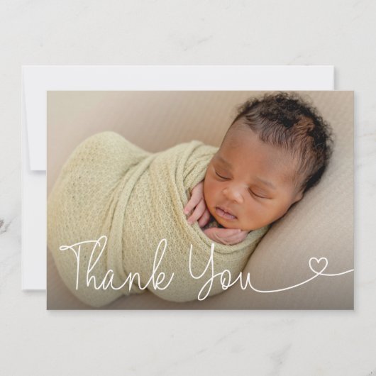 Baby Foto Geboorte Aankondiging Modern hart Script (Voorkant)