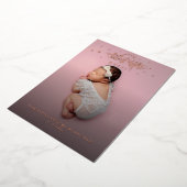 Baby Foto Geboorte Aankondiging Roos Goudfolie (Gedraaid)