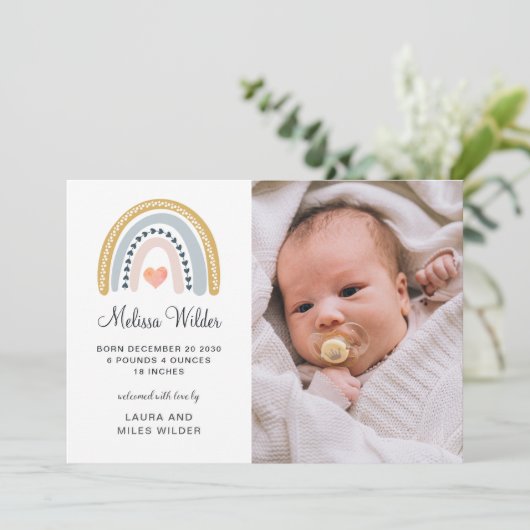 Baby Foto geboorteaankondiging (Staand voorkant)