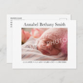 Baby Foto geboorteaankondiging Briefkaart (Voorkant / Achterkant)