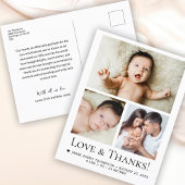 Baby Foto Geboorteaankondiging Liefde en Bedankt Briefkaart